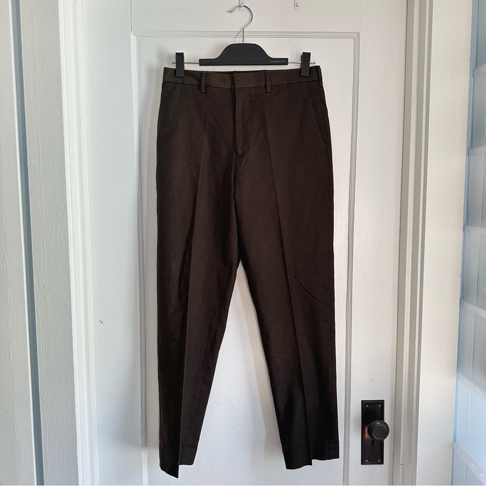 J.Crew Slim Fit Stretch Hemp-Cotton Suit Pants in “Cocoa” (Men’s Small)